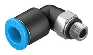 153335 - Pneumatic Fitting, Push-In L-Fitting, M5, 14 bar, 6 mm, PBT (Polybutylene Terephthalate), QSML - FESTO