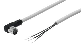 SIM-M8-3WD-5-PSL-PU - Sensor Cable, 90° M8 Receptacle, Free End, 3 Positions, 5 m, 16.4 ft - FESTO
