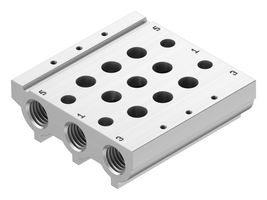 VABM-L1-10S-G18-3 - Manifold Rail, 3 Outlet, G1/8, VABM Series, VUVG-S10 Solenoid/M5/M7 In-Line Valves - FESTO