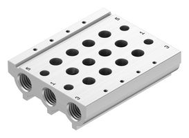 VABM-L1-10S-G18-4 - Manifold Rail, 4 Outlet, G1/8, VABM Series, VUVG-S10 Solenoid/M5/M7 In-Line Valves - FESTO