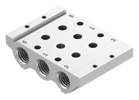 VABM-L1-14S-G14-2 - Manifold Rail, 2 Outlet, G1/4, VABM Series, VUVG-S14 Solenoid/G1/8 In-Line Valves - FESTO