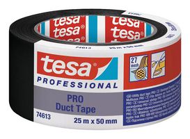 74613, BLACK, 25M X 50MM - Tape, Duct, Black, 25 m x 50 mm - TESA