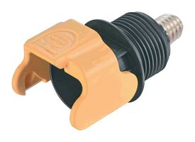 09930010121 - Heavy Duty Connector, Blk/Yel, M8 Bolt, Base, Panel Mount, Top Entry, Nylon (Polyamide) Body - HARTING