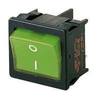 1805.7118 - Rocker Switch, On-Off, DPST, Illuminated, Panel Mount, Green, 1800 Series - MARQUARDT