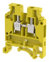 KUT4N/ YELLOW - DIN Rail Mount Terminal Block, Feed Thru, 2 Ways, 20 AWG, 10 AWG, 4 mm², Screw, 32 A - ELKAY