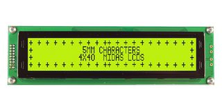 MC44005A6W-SPTLYS-V2 - Alphanumeric LCD, 40 x 4, Black on Yellow / Green, 5V, SPI, English, Japanese, Transflective - MIDAS