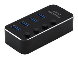 14.02.5056 - USB Hub, 4 Port, USB 3.2 Gen 1, USB 3 Type B Female to USB 3 Type A Female, 5 Gbps, Black - ROLINE