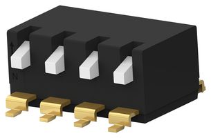 EDSP04SGLFNTR04 Dip Switch, 4Pos, SPST, Piano Key, SMD Alcoswitch - Te Connectivity