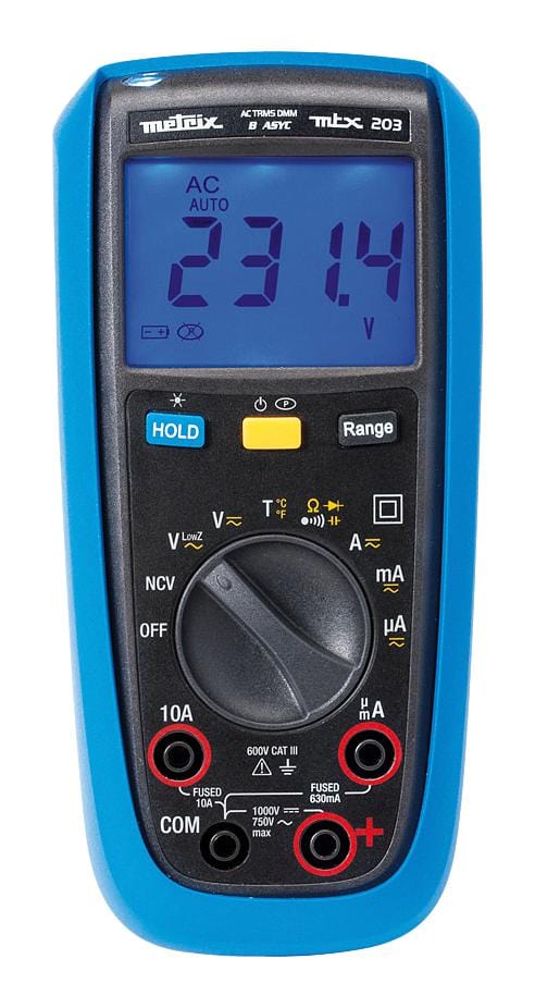 METRIX Hand Held MTX203-Z DMM, TRUE RMS, 10A, 3.75DIGIT, 6000COUNT METRIX 2945497 MTX203-Z