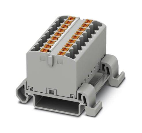 PHOENIX CONTACT Power Distribution Blocks PTFIX 18X2,5-NS35A GY TB, DISTRIBUTION BLOCK, 18P, 12AWG, GREY PHOENIX CONTACT 3242449 PTFIX 18X2,5-NS35A GY
