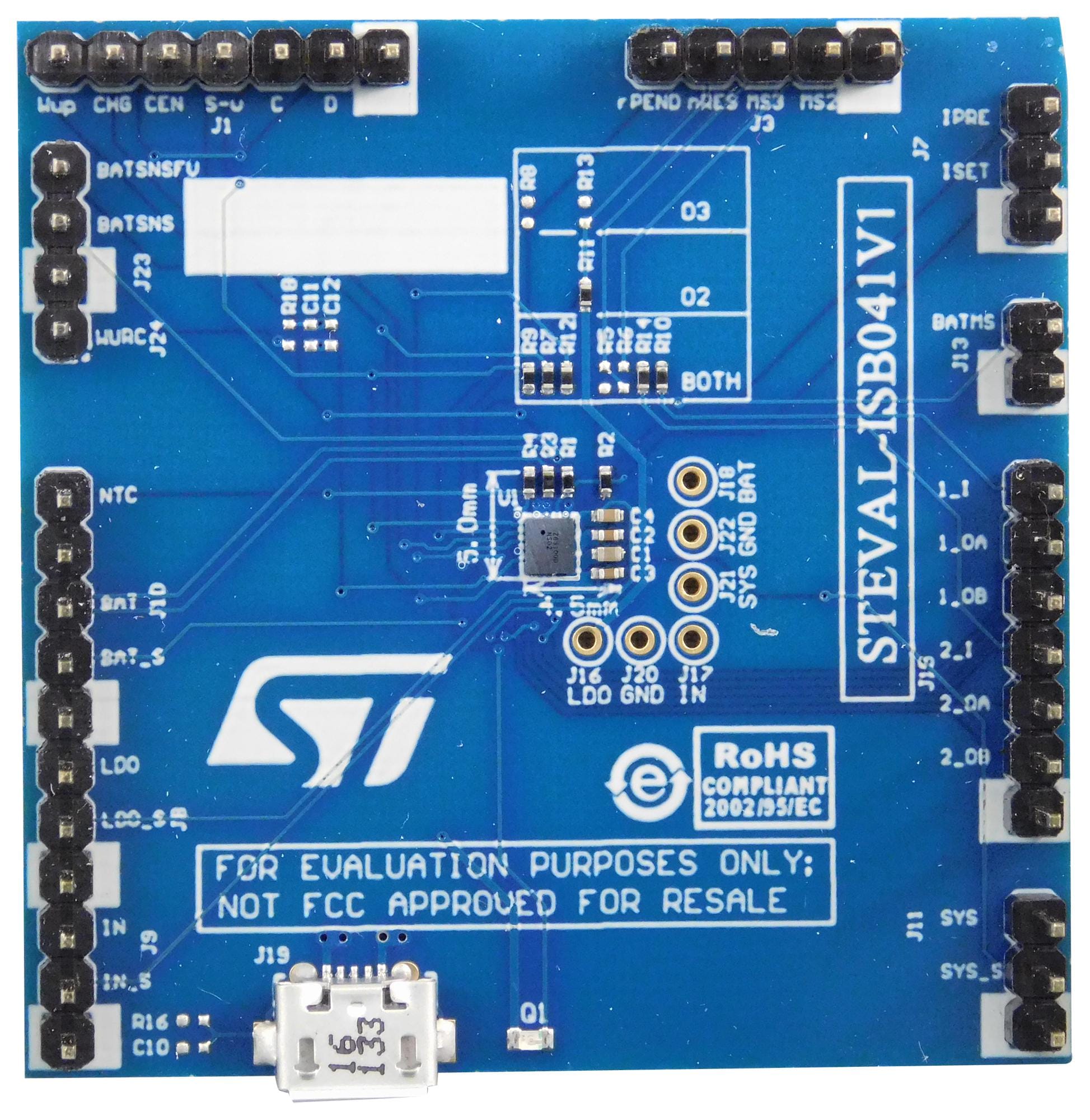 STMICROELECTRONICS Battery Management STEVAL-ISB041V1 EVAL BRD, LI-ION/POLYMER BATTERY CHARGER STMICROELECTRONICS 2761526 STEVAL-ISB041V1