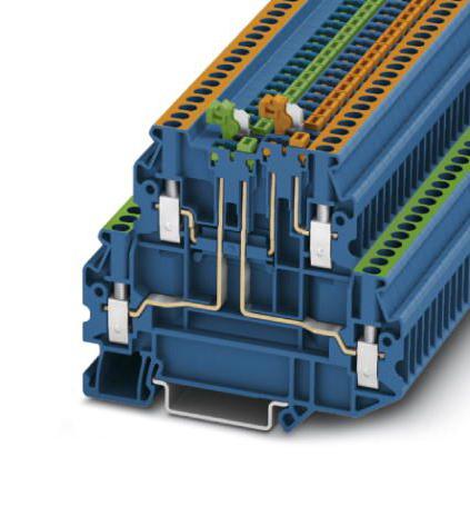 PHOENIX CONTACT DIN Rail Mount UTT 2,5-2MT-P/P BU DINRAIL TERMINAL BLOCK, 4WAY, 12AWG, BLU PHOENIX CONTACT 3241288 UTT 2,5-2MT-P/P BU