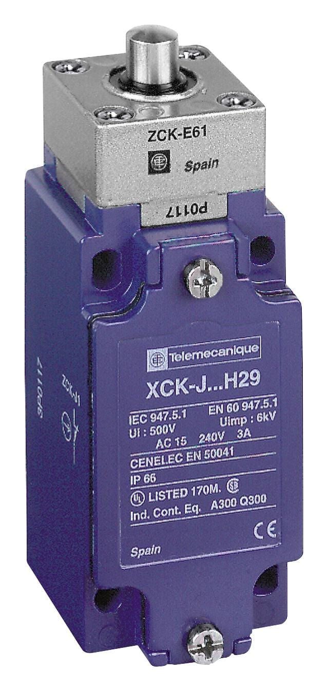 TELEMECANIQUE SENSORS Limit Switch XCKJ161D LIMIT SW, PLUNGER, SPST-NO/NC, 3A, 50V TELEMECANIQUE SENSORS 3212787 XCKJ161D