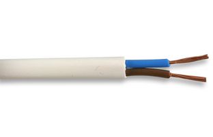 2182Y-0.75MMWHT100M - Multicore Cable, Flexible Mains, Round, 6A, Unscreened, 2 Core, 0.75 mm², 328 ft, 100 m - MULTICOMP PRO