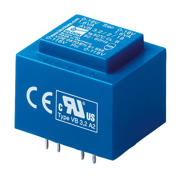 AVB1.0/2/6 TRANSFORMER, 1VA, 2 X 6V BLOCK