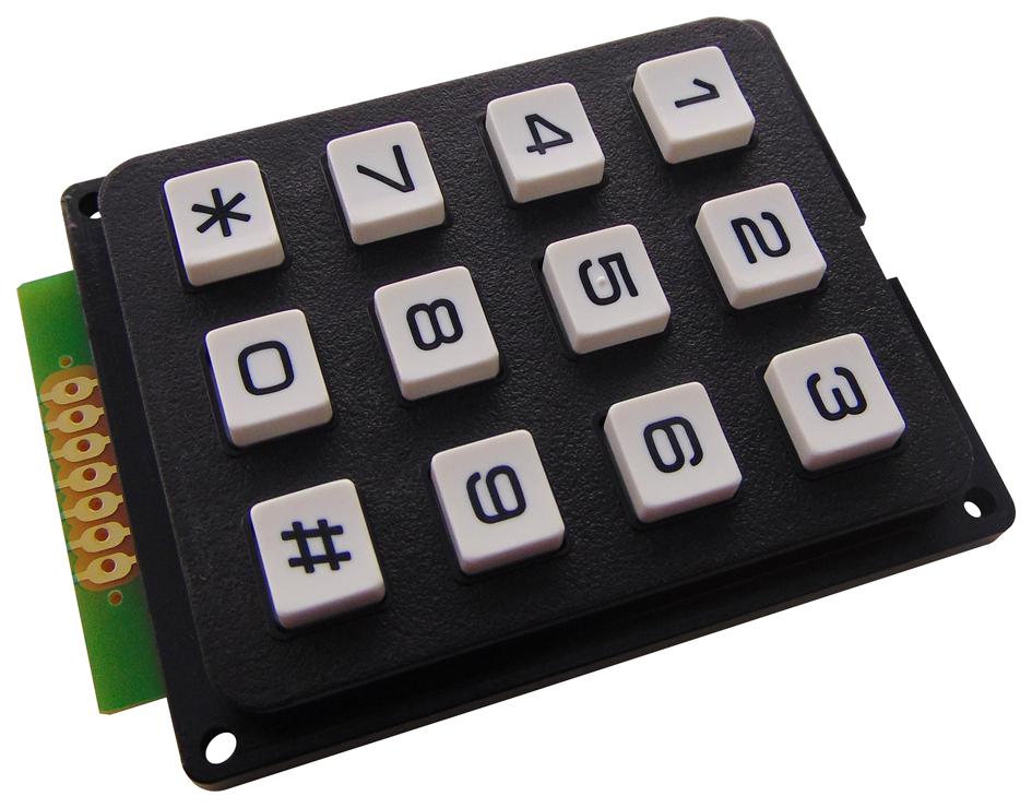 MCAK304NBWB KEYPAD, 3X4 ARRAY, 0.02A, 24VDC, PLASTIC MULTICOMP