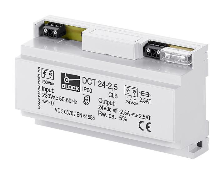 DCT24-2.5 PSU, DC, ENCLOSED, 24V, 2.5A BLOCK