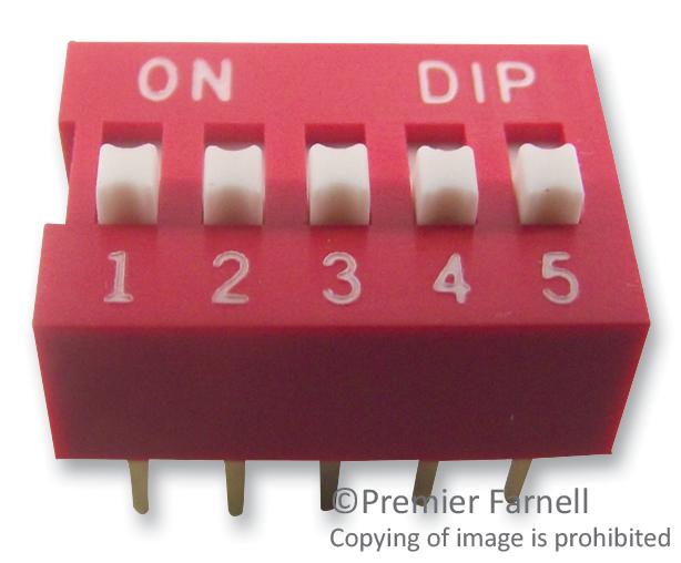 MCNDS-05V DIP SWITCH, 5POS, SPST-NO, SLIDE, TH MULTICOMP PRO