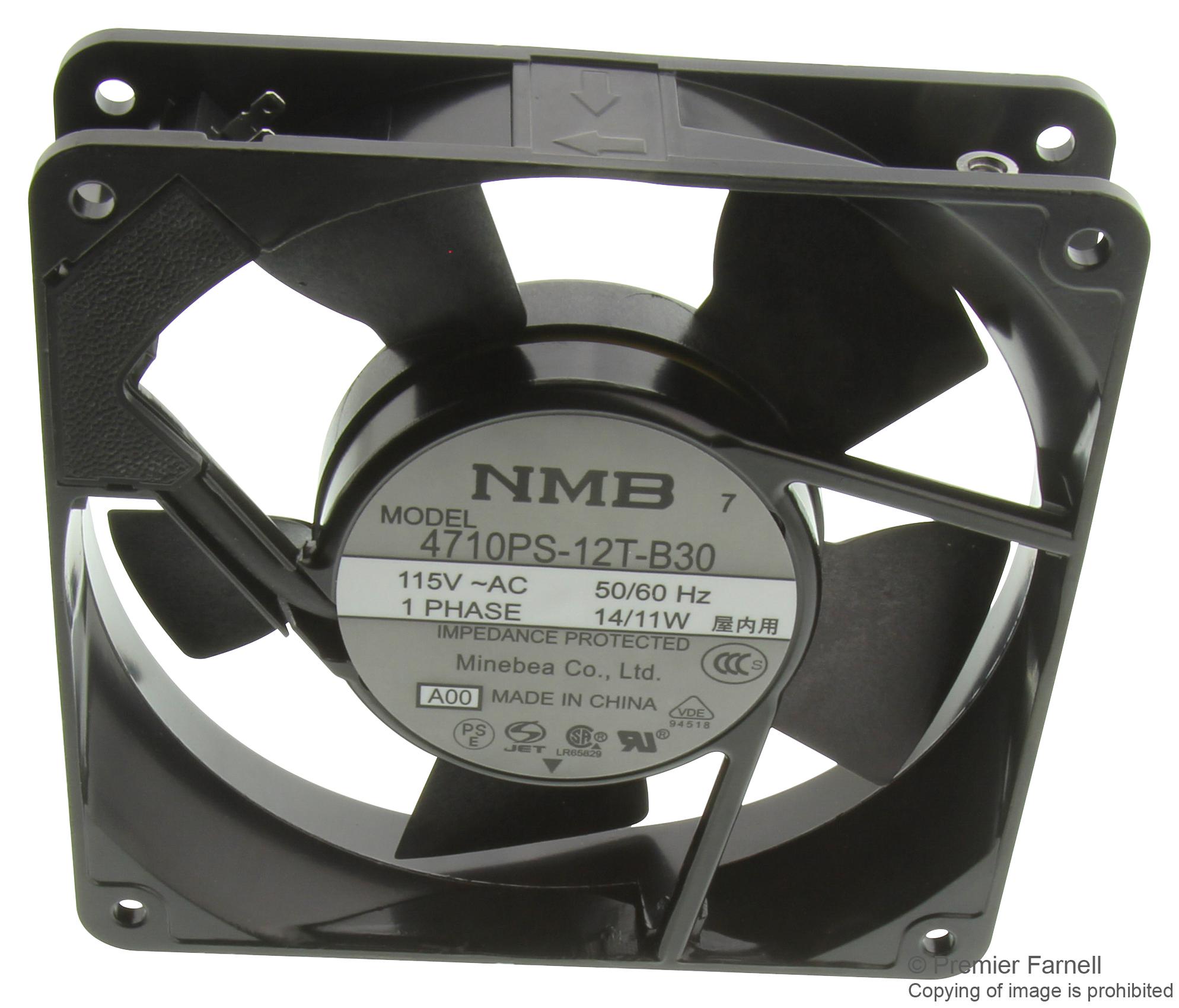 11925PBB3LEA00 FAN, 119X119X25MM, 230VAC NMB TECHNOLOGIES