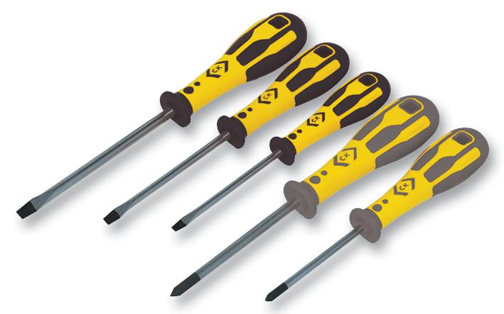 T49153 SCREWDRIVER SET 5 PCS PZ + SLOTTED CK TOOLS