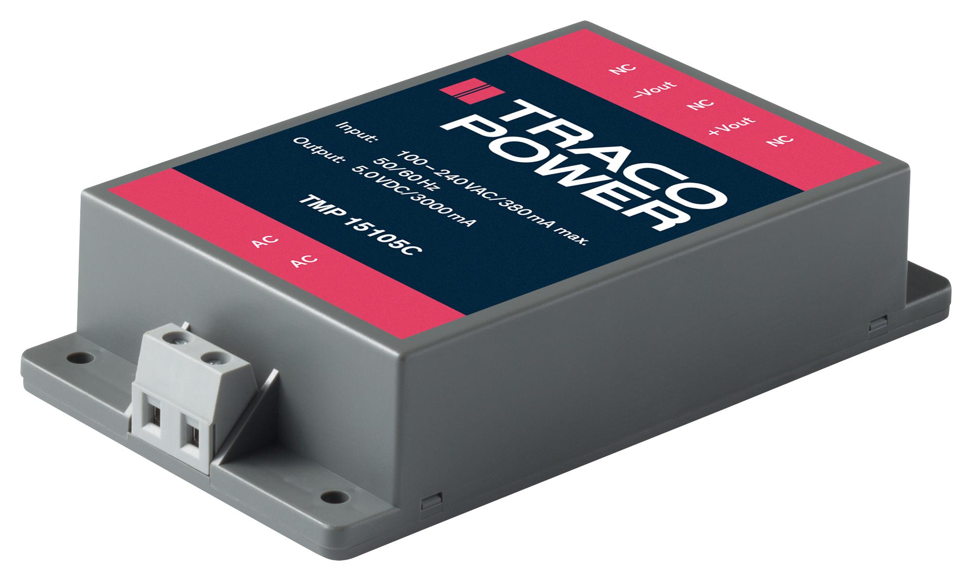TMP 15515C CONVERTER, AC/DC, 5V&±15V/15W, MODULE TRACO POWER