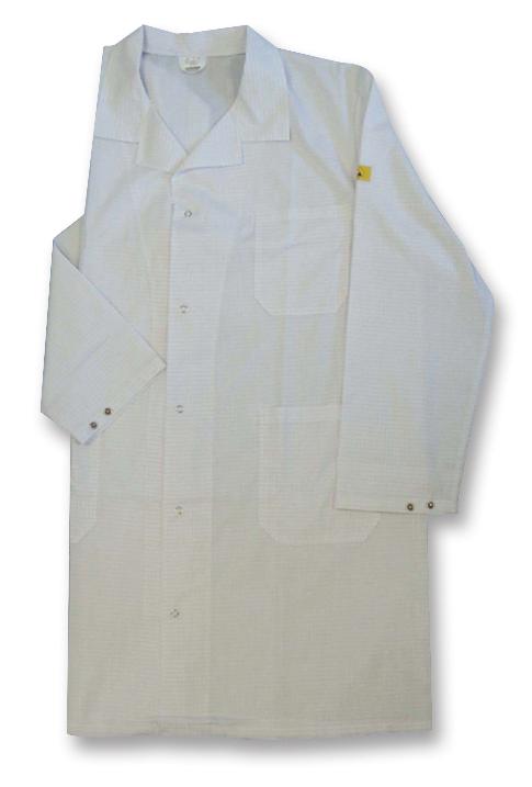108-4002 WHITE ESD LAB COAT, LONG SLEEVE, L MULTICOMP