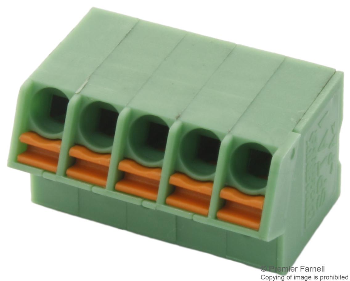 SPTA 1/5-3.5 TERMINAL BLOCK, WIRE TO BRD, 5POS, 16AWG PHOENIX CONTACT