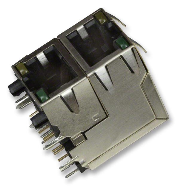 RJSAE538102 JACK, RJ45, W/LED, SHIELD, 2PORT AMPHENOL ICC