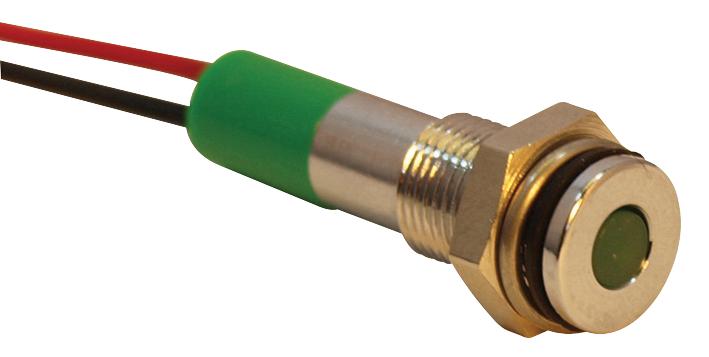 Q6F3CXXG12E INDIC LED  FLUSH 6MM GRE 12VDC,IP67 APEM