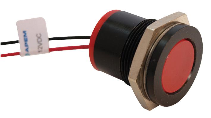 Q22F7BXXR24E INDIC FLUSH BLACK RED 24VDC,IP67 APEM