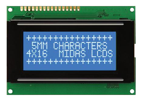 MC41605A6W-BNMLW-V2 DISPLAY, ALPHANUMERIC, 16X4, WHITE MIDAS