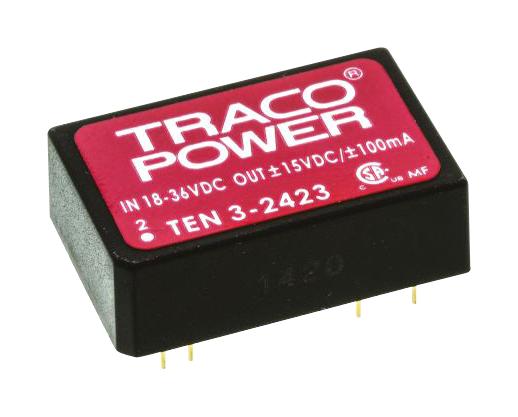 TEN 3-2423 DC/DC CONVERTER, 2 O/P, 0.1A, 15V TRACO POWER