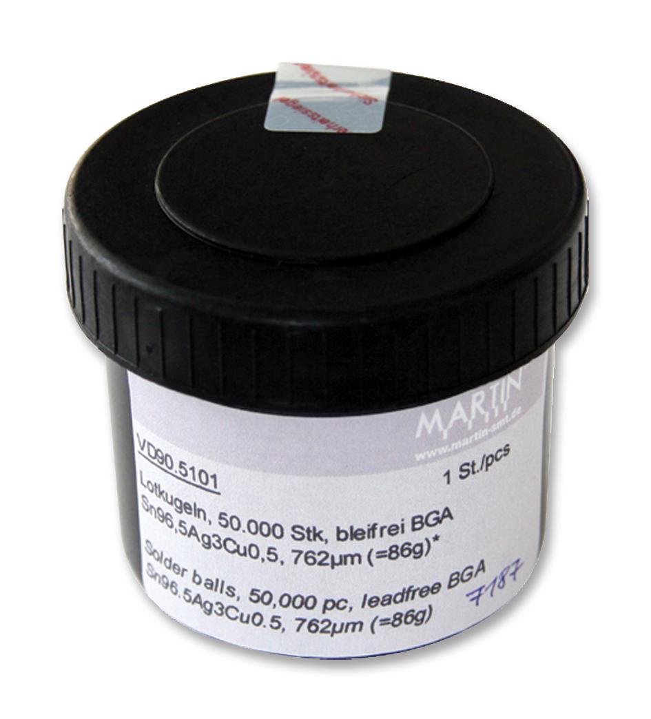 VD90.5101 SOLDER BALLS, 96.5/3/0.5, 183 DEG, 762UM MARTIN SMT