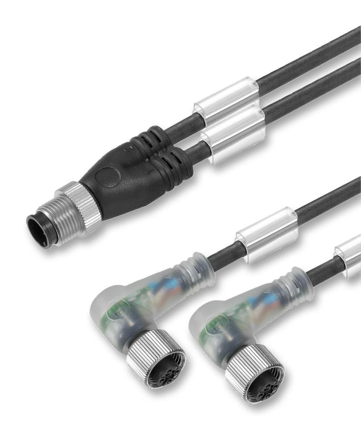 SAIL-ZW-M12BW-3L3.0U CONNECTOR, PLUG/ 2X R/A RCPT, M12, 3 WAY WEIDMULLER