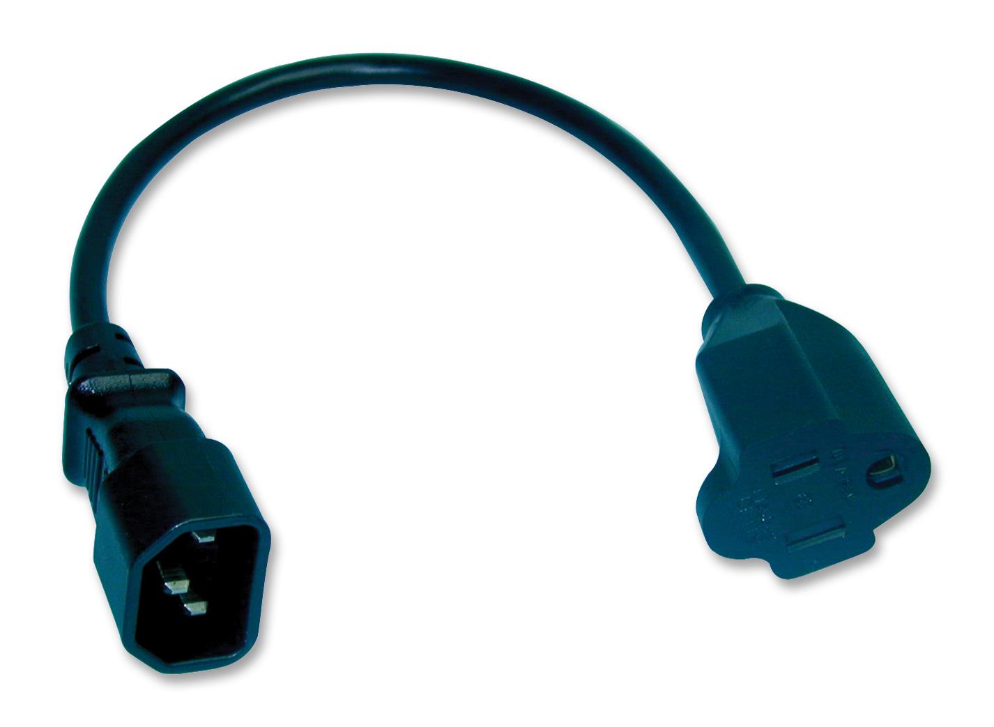 SPC19905 POWER CORD, NEMA5-15R/IEC, 1FT, 10A, BLK MULTICOMP
