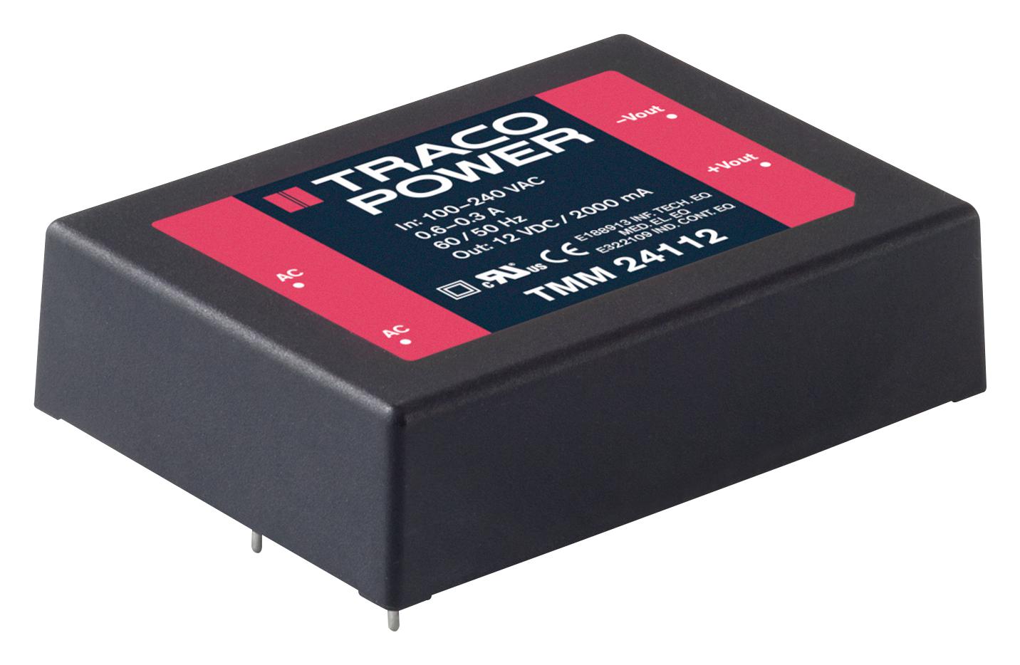 TMM 24212 POWER SUPPLY, AC-DC, MEDICAL, 2 O/P, 24W TRACO POWER