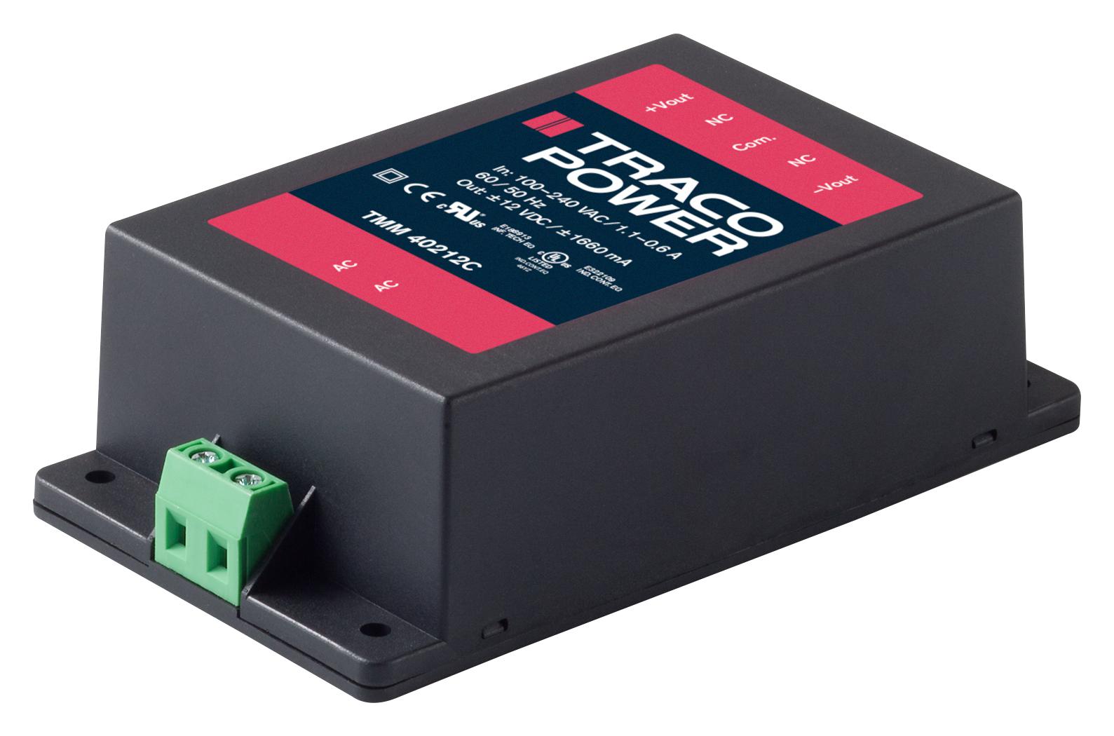 TMM 40212C POWER SUPPLY, AC-DC, MEDICAL, 2 O/P, 40W TRACO POWER