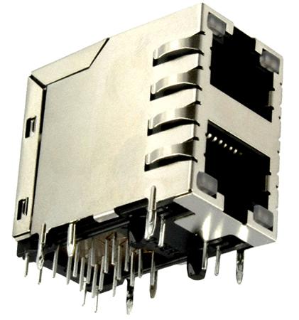 6368011-1 CONNECTOR, RJ45, JACK, 2PORT, 8P8C, CAT5 AMP - TE CONNECTIVITY