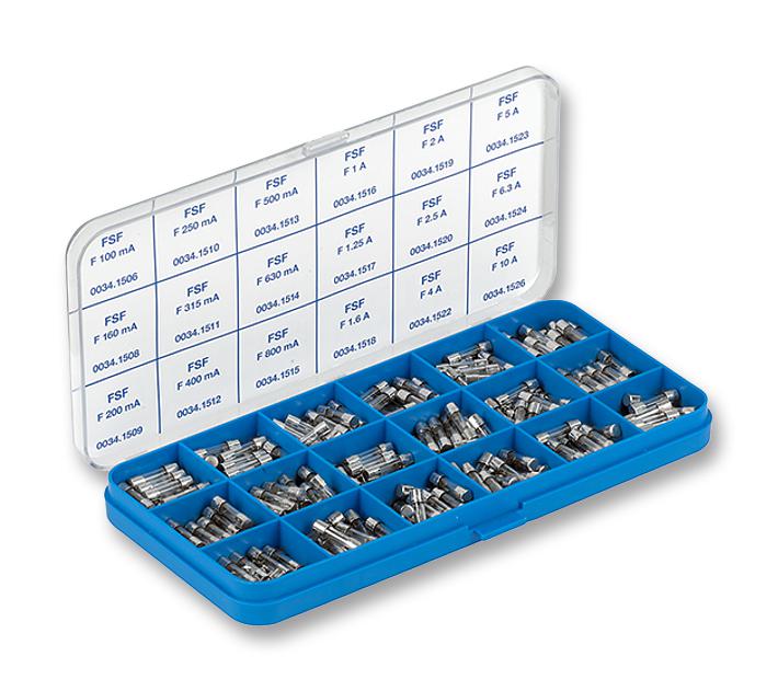 0034.9856 FUSE KIT,QUICK ACTING 5X20MM, GLASS TUBE SCHURTER