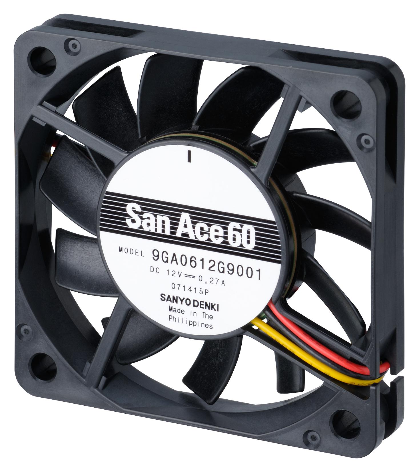 9GA0612H9001 AXIAL FAN, 60MM, 12VDC, 17.6CFM, 37DBA SANYO DENKI