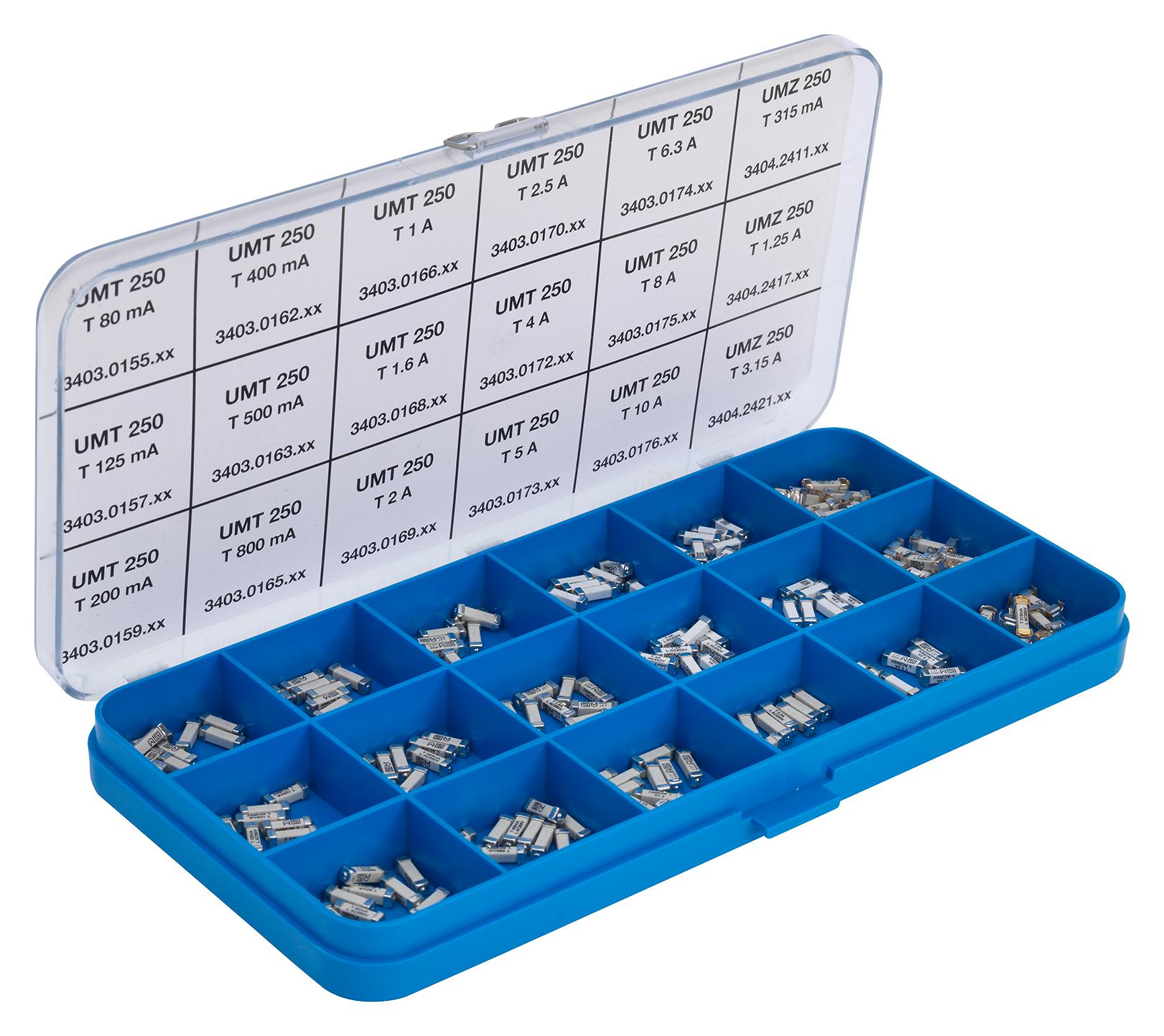 0034.9889 FUSE KIT, SMD, 180PCS, UMT/UMZ250 SCHURTER