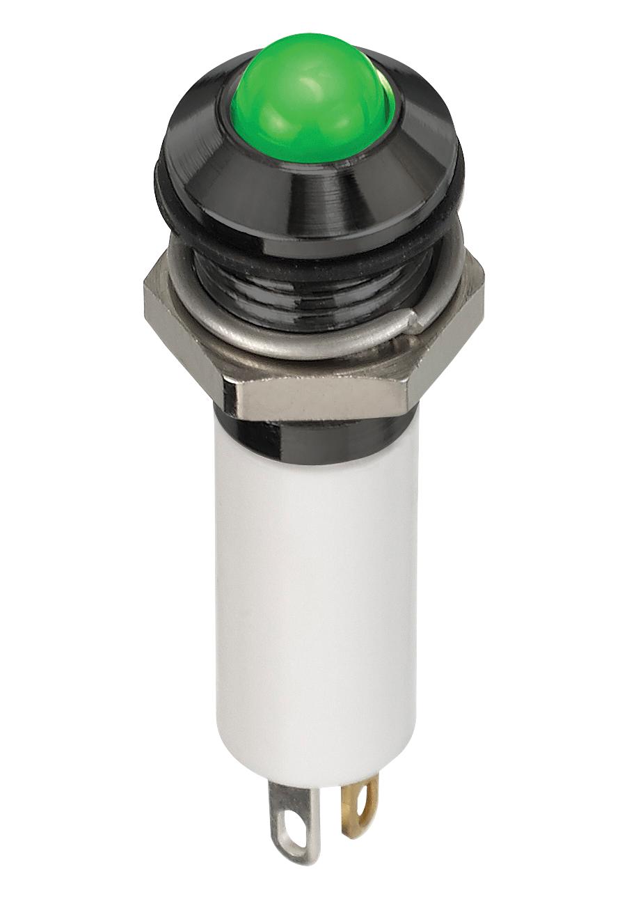 Q8P1BZZRYG12E LED IND, 8MM PROM, BLACK, 12V TRI,IP67 APEM