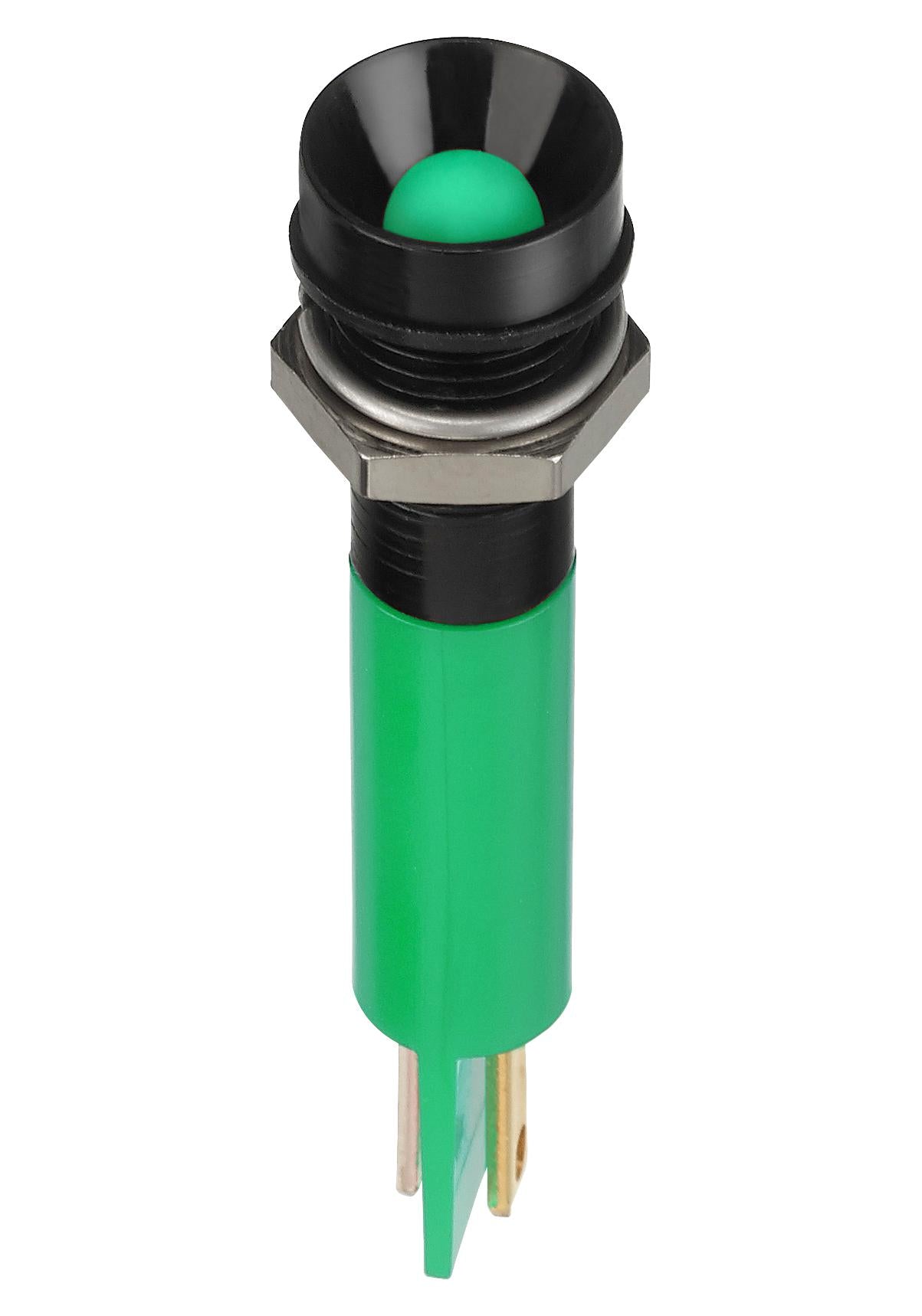 Q8R1BXXG12E LED INDICATOR, PANEL, 8MM, GREEN, 12VDC APEM