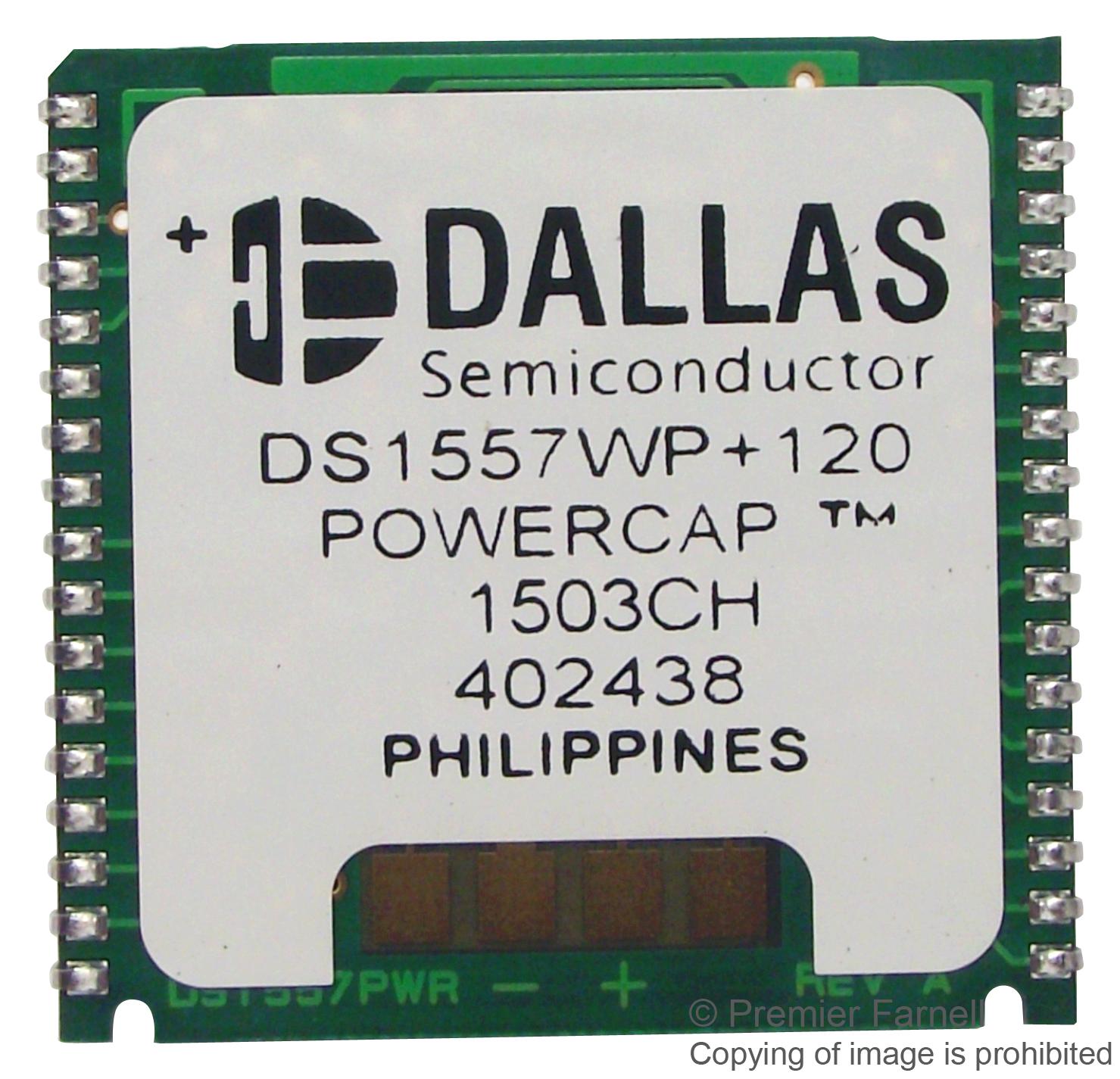 DS1557WP-120IND+ ALARM RTC, -40 TO 85DEG C, POWERCAP-34 MAXIM INTEGRATED / ANALOG DEVICES