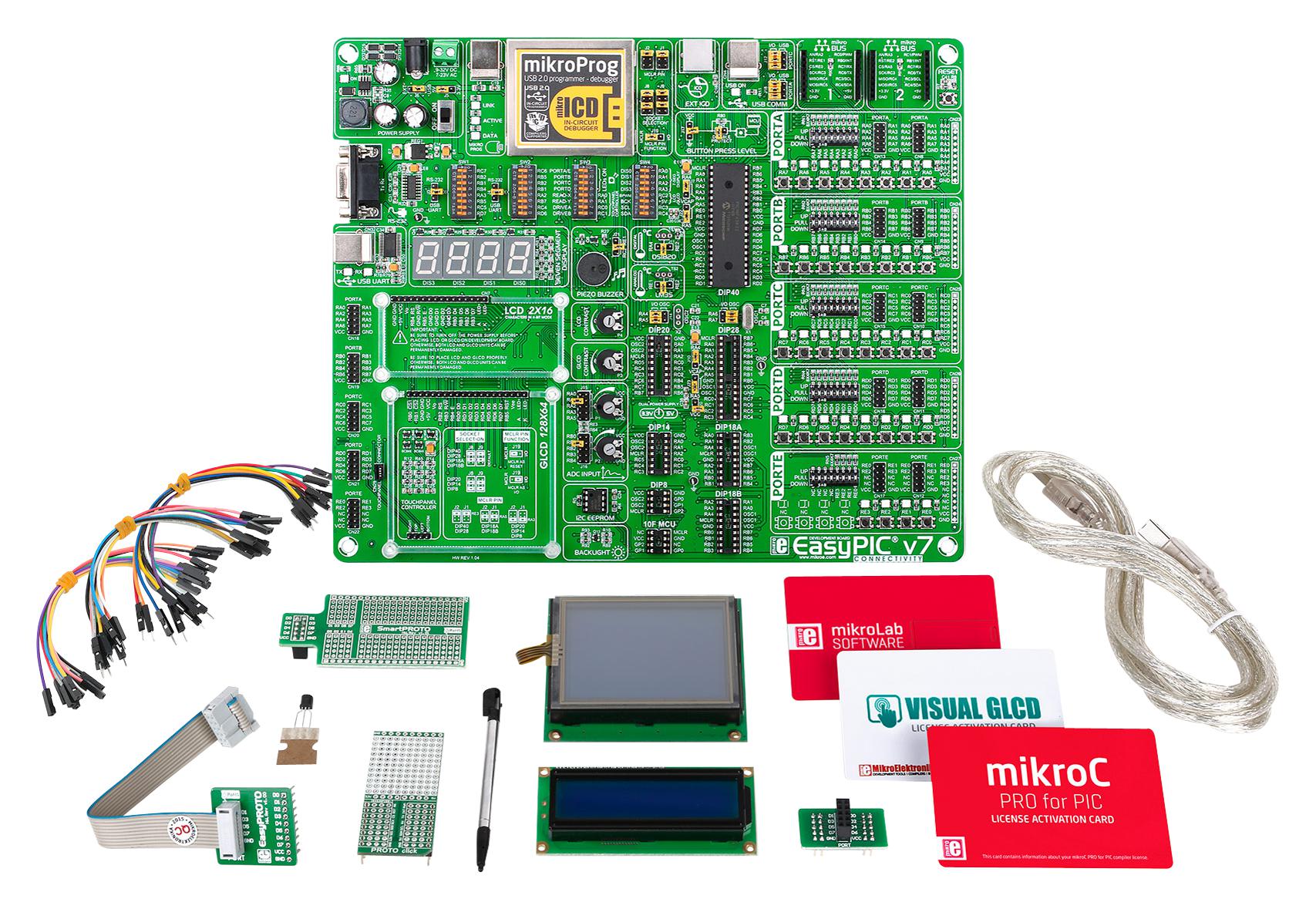 MIKROE-2005 DEV BOARD, EASYPIC V7 MIKROELEKTRONIKA