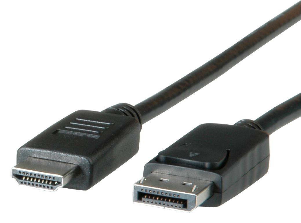 11.04.5780 CABLE, DISPLAYPORT-HDMI A, PLUG, 1M, BLK ROLINE