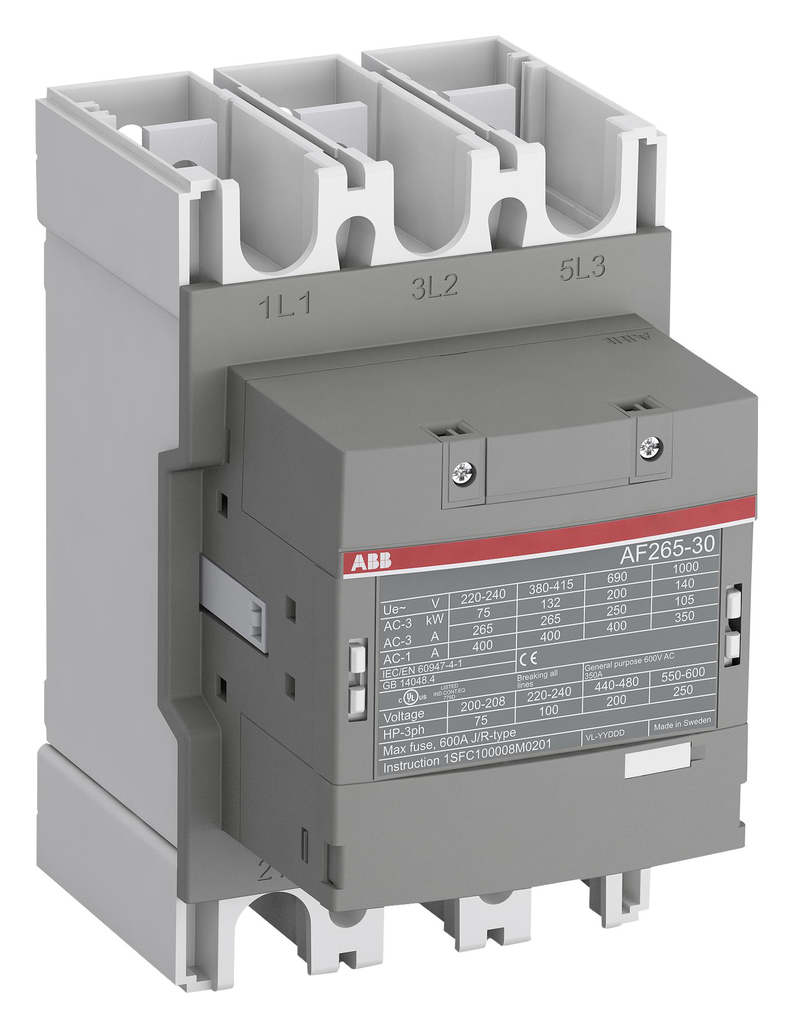 AF265-30-11-13 CONTACTOR, 3PST-NO, 1KV, DINRAIL ABB