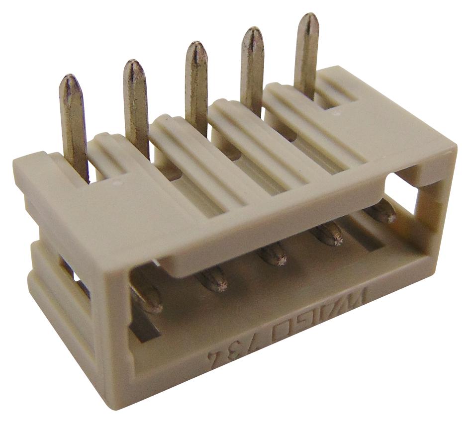 734-165 TERMINAL BLOCK, R/A, HEADER, 5POS, TH WAGO