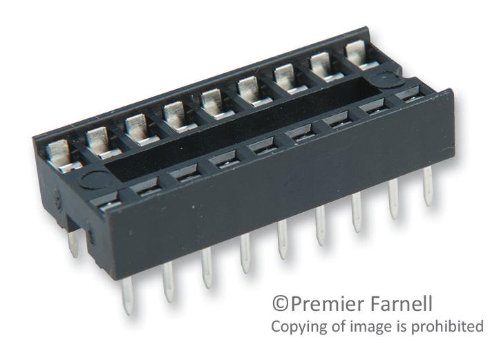 SPC15500 DIP SOCKET, 18POS, 2ROW, 2.54MM, TH MULTICOMP