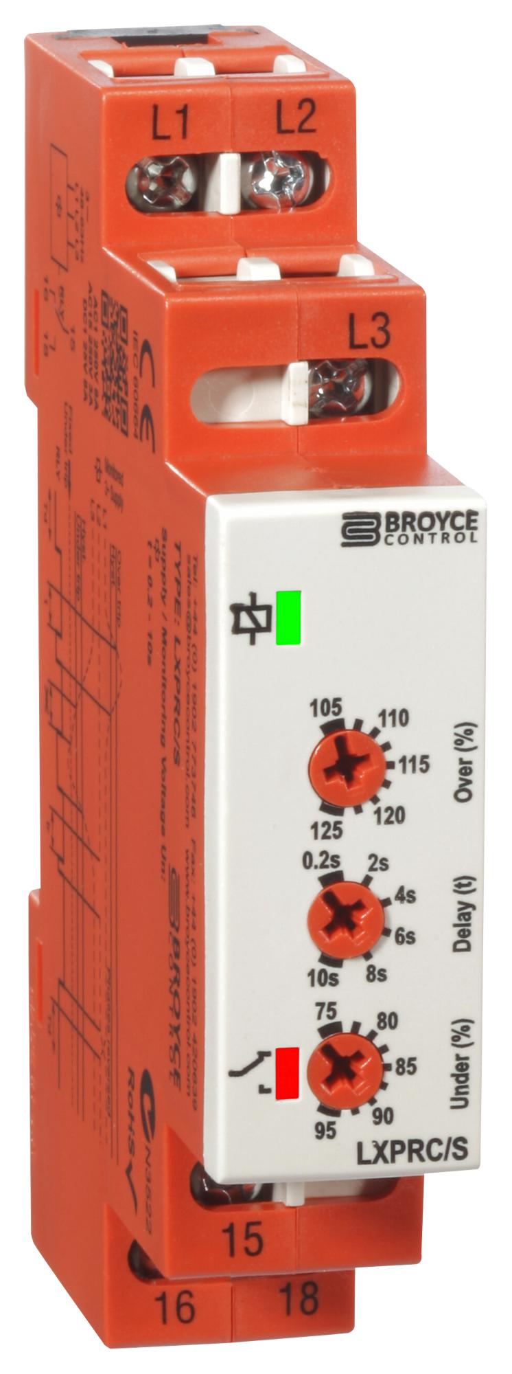 LXPRC/S 400V RELAY, VOLTAGE SENSE, SPDT, 8A, 400VAC BROYCE CONTROL